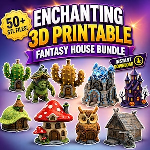 50+ Fantasy House STL Bundle | 3D Printable Miniature Buildings