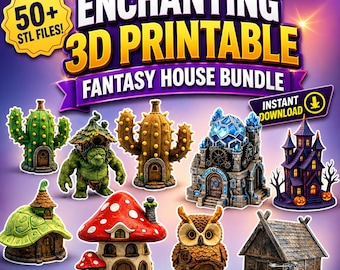 50+ Fantasy House STL Bundle | 3D Printable Miniature Buildings