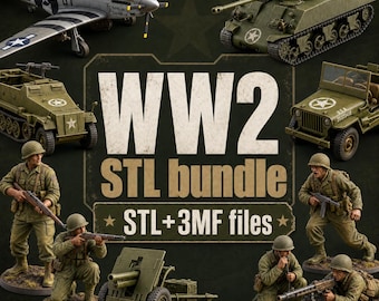 WW2 STL Files Bundle | Tanks, Soldiers, Vehicles, Aircraft & Weapons | STL + 3MF Files | 3D Printing Collection