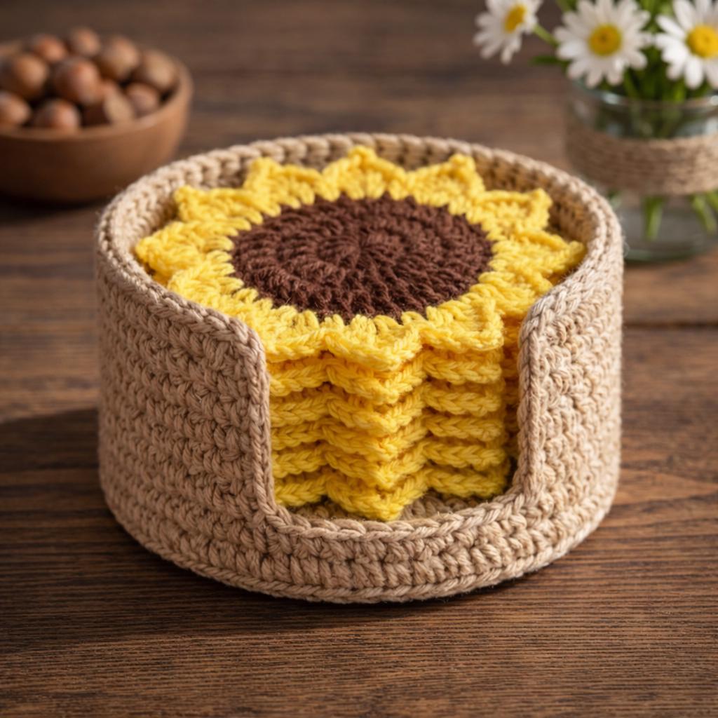 Sunflower Coaster Crochet Pattern | Flower Holder PDF Download - Etsy