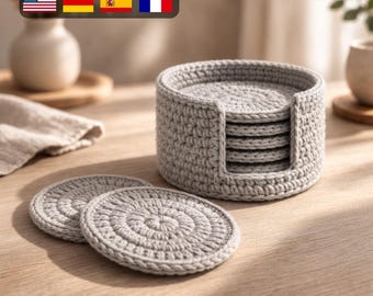 Crochet Coaster Pattern PDF with Holder | Easy DIY Home Decor