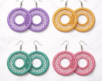 Crochet Hoop Earring Pattern PDF | Lace Boho Jewelry Instant Download