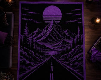 Retro Mountain Mosaik Häkelanleitung, Synthwave Decke PDF, 2 farbiger Häkelüberwurf, moderne geometrische Wohnkultur digitaler Download