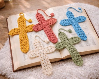 Patrón de marcapáginas de cruz a crochet en PDF — Fácil para principiantes - Regalo cristiano
