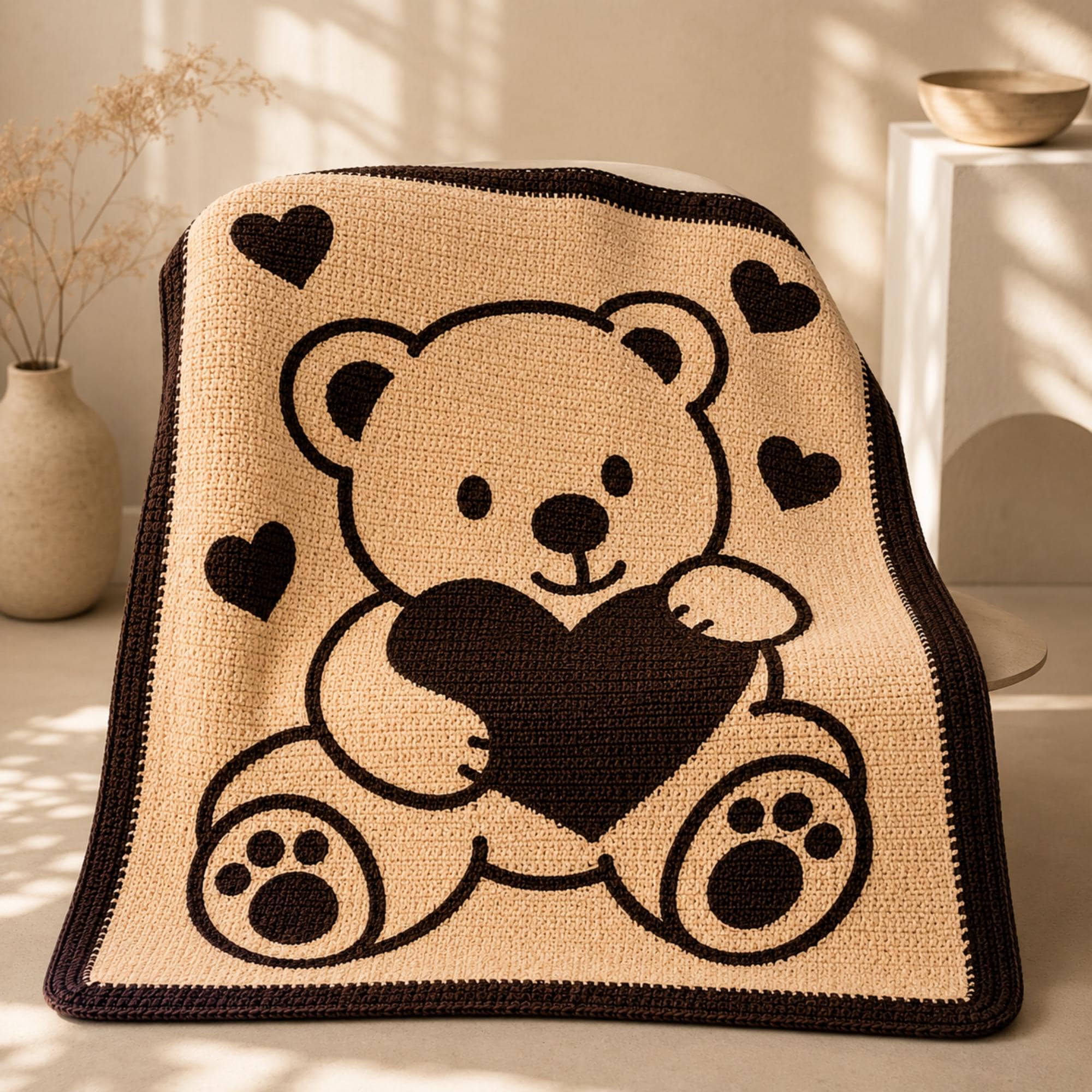 24 Teddy Bear Blanket Crochet Patterns for Cozy Baby Gifts, Loveys, and Keepsake Afghans 6 Mosaic Crochet Teddy Bear Blanket