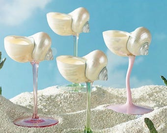 Copa de vino de concha natural, copas de martini de concha, regalo de cumpleaños, despedida de soltera.
