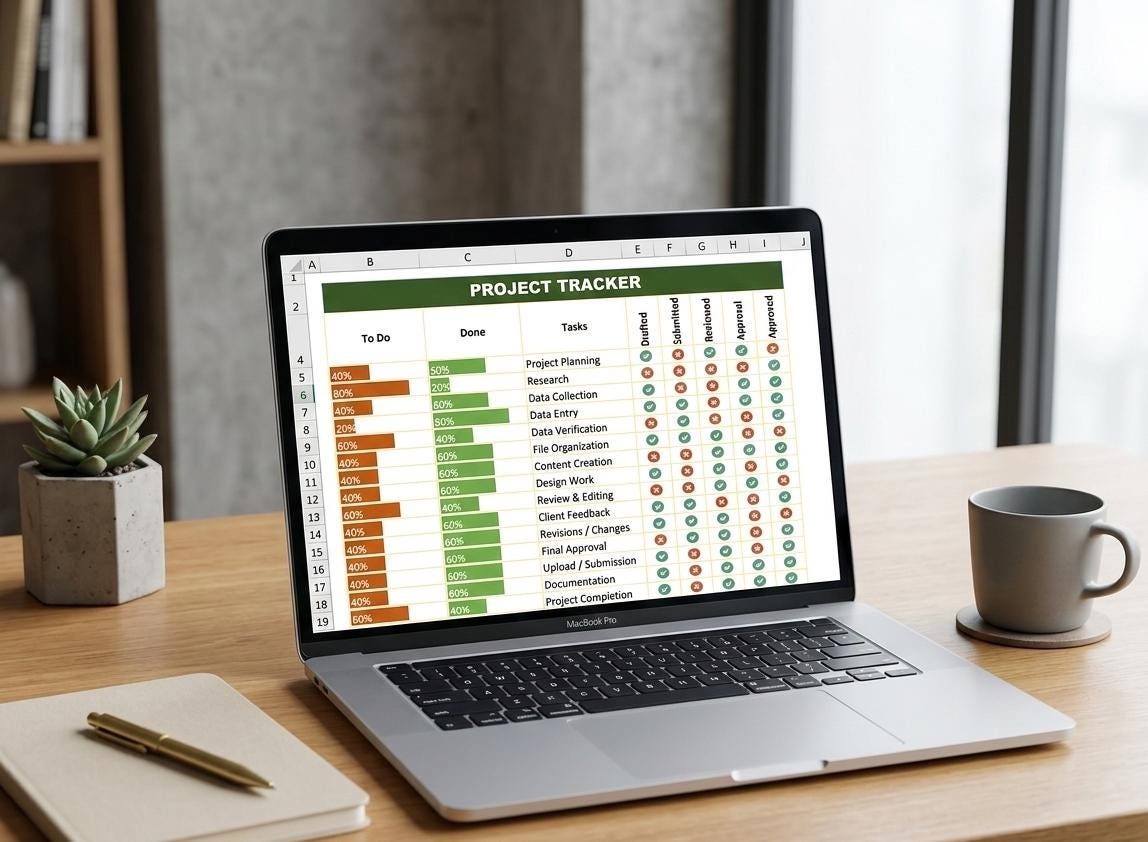 Project Tracker Excel Template, Task Management, Google Sheets (digital ...