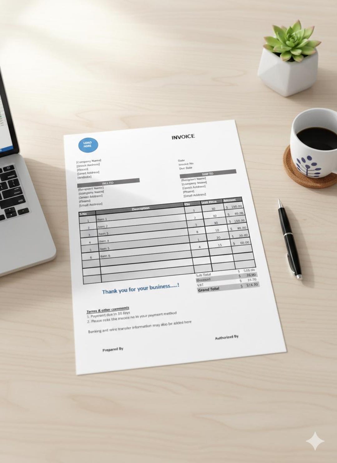 Automatic Excel Invoice Template | Editable, VAT Ready (instant ...