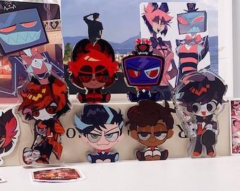 Set completo di sagome di Alastor e VOX con tracciamento oculare di Hazbin Hotel / Oggetti da collezione anime kawaii