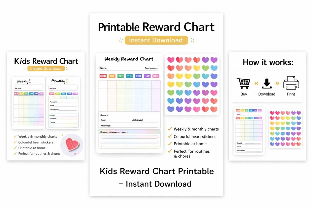 Kids Reward Chart Printable – Weekly & Monthly Chore Chart With ...