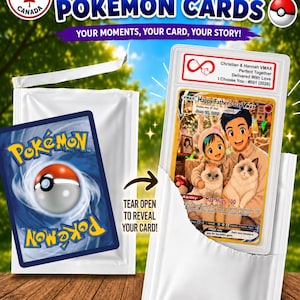 Personalized Pokemon Anniversary Card, Custom Photo Anime Wedding Card, Anniversary Gift, Gift for Him, Gift for Her, Custom Card for Couple