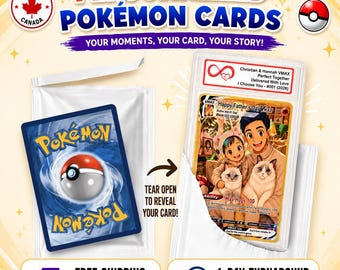 Personalized Pokemon Anniversary Card, Custom Photo Anime Wedding Card, Anniversary Gift, Gift for Him, Gift for Her, Custom Card for Couple