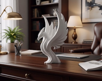 Geometric Phoenix Statue | Fantasy desk decor | 3D printed sculpture | modern | shelf ornament