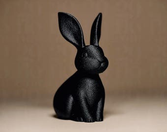 Classic Bunny Figurine 3D Printing Matte Black PLA