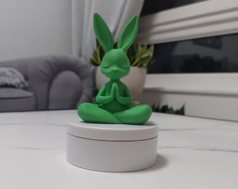 Green Bunny Statue | Self Care Gift | Desk Decor| Mindfulness | Easter Home figurine
