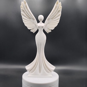 Handgemaakte witte engel sculptuur, minimalistisch herdenkingscadeau, gebedsaltaar decor, 3D-geprint aandenken
