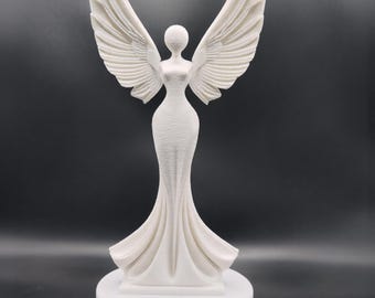 Handmade White Angel Sculpture, Minimalist Memorial Gift, Prayer Altar Decor, 3D Printed Keepsake
