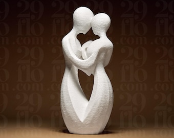 Romantic Couple Sculpture | handmade modern figurine | Valentine gift | hug statue | Mr / Mrs home decor