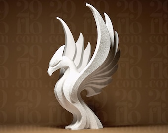Geometric Phoenix Statue | Fantasy desk decor | 3D printed sculpture | modern | shelf ornament