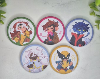 Distintivo X Men Rogue Gambit Nightcrawler Tempesta Wolverine Romy 97