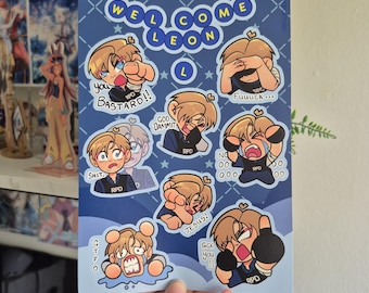 Resident Evil 2 Leon S Kennedy Sticker Sheet A5, RE2, RE4, RE9 Raccoon City RPD