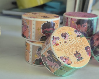 Robins Foil Stamp Washi Tape Batfam Nightwing Red Hood Red Robin Damian Wayne DC Comics Stephanie Brown Duke Thomas Batfamily