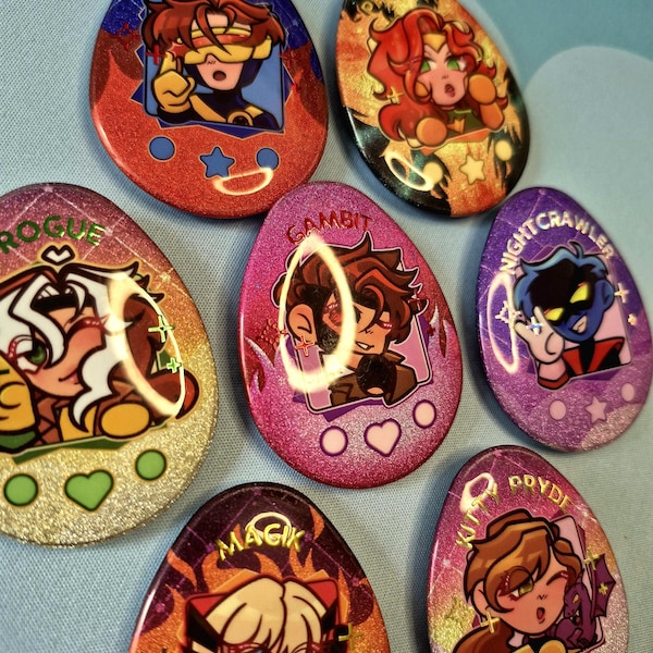X-Men Tamagotchi Badges X Men 97 Rivals Romy Rogue Gambit Cyclops Nightcrawler Magik Kitty Pryde Phoenix Jean Grey