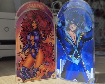 Nightwing Starfire Folding Screen Acrylic Standee DC Comics Teen Titans Batfamily