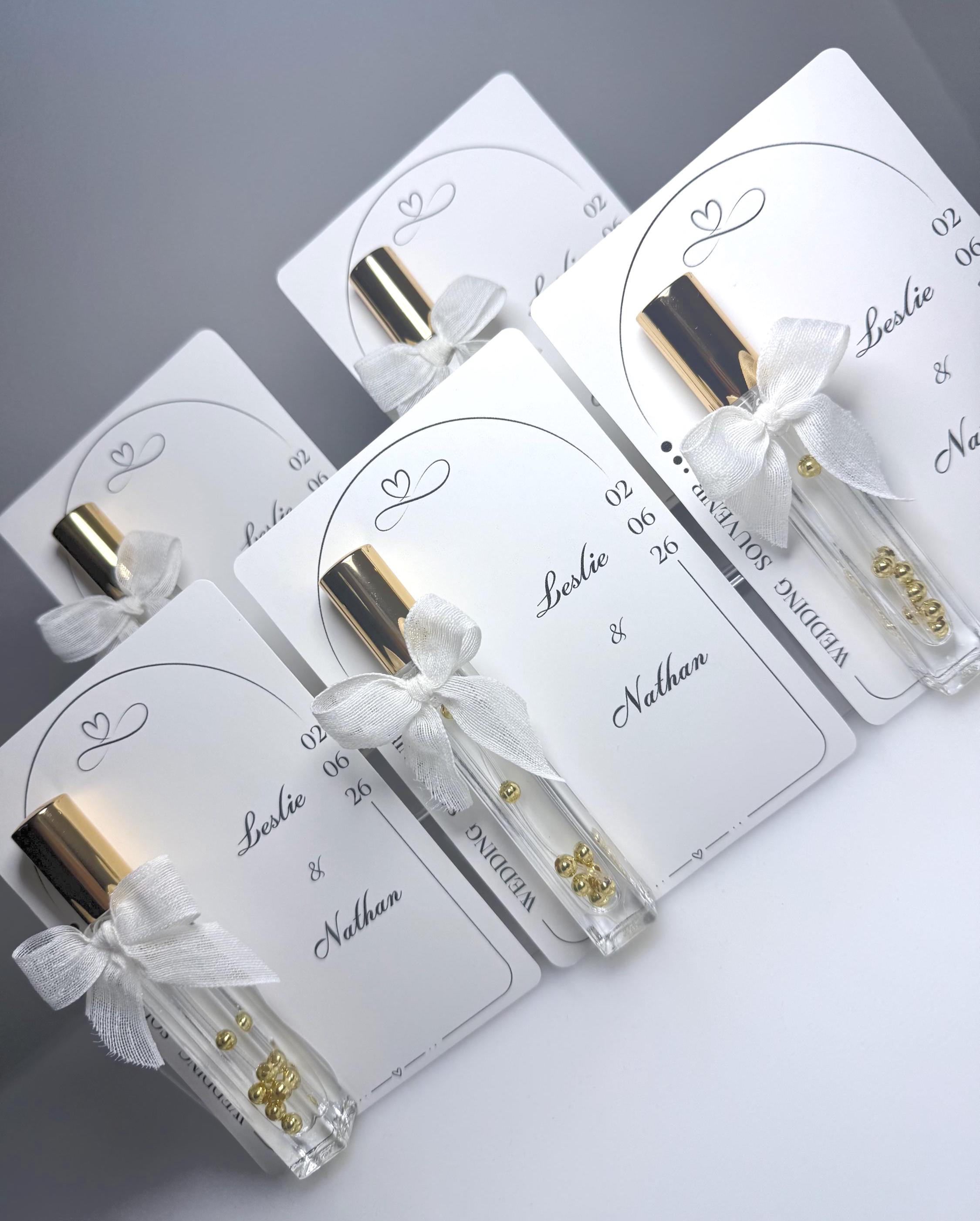Personalized Wedding Favors Perfume Bottle With Gold Pearls for Guests ...