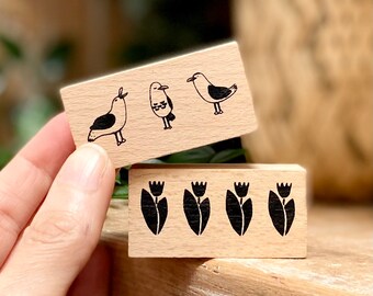 Wooden rubber stamp 2pcs vintage Plant animal geometry wood stamp DIY craft stamps for scrapbooking diary scrapbooking