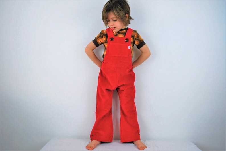 Red Kids Overalls Childs Retro Style Dungarees Cotton Corduroy Etsy