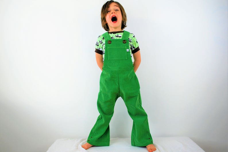 Green Childrens overalls kids dungarees cotton corduroy Etsy