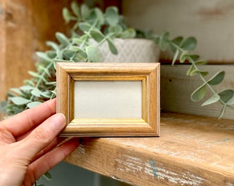 Handmade A8 Miniature picture Frame Shabby chic Wooden with Glass and wall mountings - Inner window measures 64mm x 35mm - Made in England