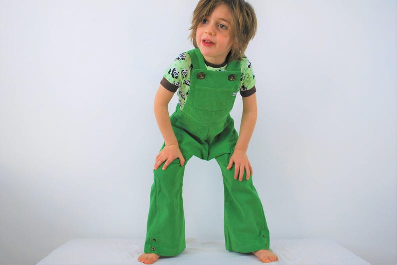 Kids green overalls dungarees kids unisex clothing Autumn fall Etsy