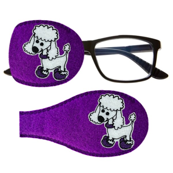 Kids and Adults Orthoptic Eye Patch For Amblyopia Lazy Eye Occlusion Therapy Treatment Pudel Dog Design On Purple