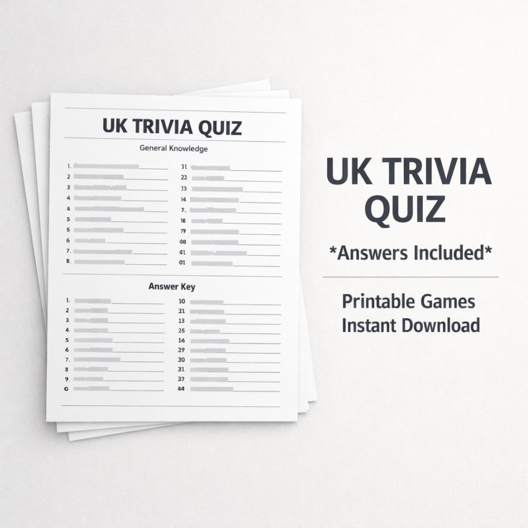 UK Trivia Quiz – Printable Pub Quiz Night Game With Answers | Instant ...