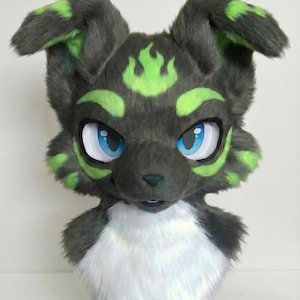Floppy-eared Hellfire Puppy Toony Fursuit Head Commission, Custom Fursona Costume, Furry Fan Gear, First Fursuit For Kids