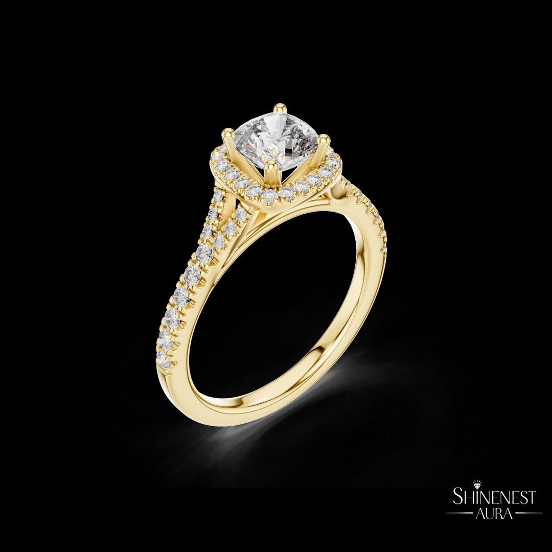 Oval Cubic Zirconia Engagement Ring, Gold Pave Band - Etsy