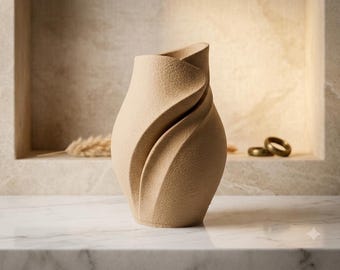 Geometric Wave Vase, 3D Printed Planter, Abstract Sculptural Decor (For Dry Flowers)