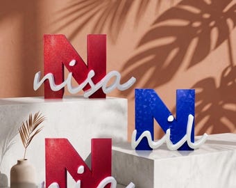 Personalisierter Namensaufsteller | Individuelle 3D Namensdeko | Modernes Namensschild | Schreibtisch Dekoration | Geschenk Idee