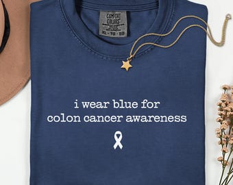 Colon Cancer Awareness Shirt, Colorectal Cancer Tee, We Wear Blue Tee, Blue Ribbon Tee, Colon Cancer Warrior Tee, Colon Cancer Support Gift