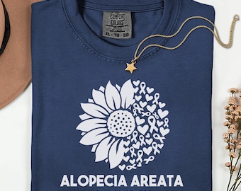 Alopecia Areata Awareness Comfort Colors® Shirt, Blue Sunflower Alopecia Areata Awareness, Alopecia Awareness Gift, Alopecia Areata Support