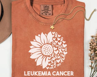 Leukemia Cancer Awareness Shirt, Orange Ribbon Sunflower Leukemia Awareness Shirt, Comfort Colors® Leukemia Survivor Gift, Leukemia Support