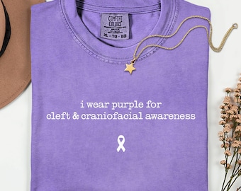 Cleft & Craniofacial Awareness Shirt, I Wear Purple Cleft Lip Palate Awareness Tee, Purple Ribbon Tee, Cleft and Craniofacial Support Gift