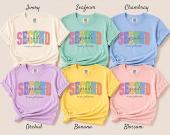 Personalized Second Grade Teacher Shirt, Custom 2nd Grade Teacher Comfort Colors® Tee, First Day of School Gift, 2nd Grade Teacher Team Tee
