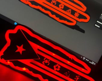 Bandera de Puerto Rico LED – Luz que cambia de color con control remoto