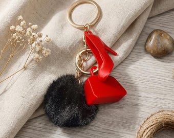 Llavero de moda femenina / Colgante para bolso de tacón alto / Accesorio de inspiración lujosa / Lindo regalo para ella / Inspirado en películas de moda