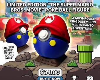 Statuetta di Super Mario Poké Ball – Pezzo da collezione personalizzato da 8,9 cm dipinto a mano (Edizione limitata a 50 esemplari)