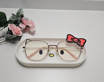 Eyeglass Holder Tray with Bow | Kawaii Desk Organizer for Glasses