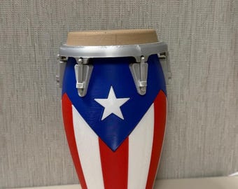 Hucha Puerto Rico Conga colorida impresa en 3D / Hucha y tambor decorativo / Caja de monedas / Caja de dinero / Almacenamiento y decoración